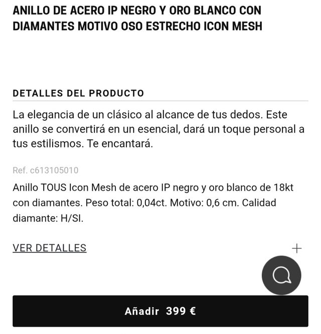 Anillo Tous Acero Blanco y Brillantes