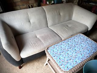 Sofá de 3 plazas beige y gris