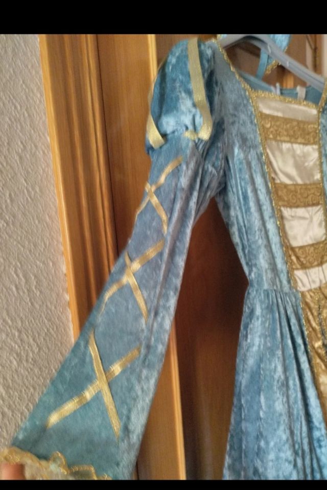 Disfraz Medieval Niña Azul y Dorado