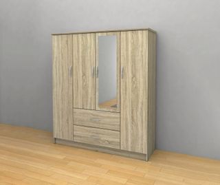 Armario 4 puertas blanco con espejo