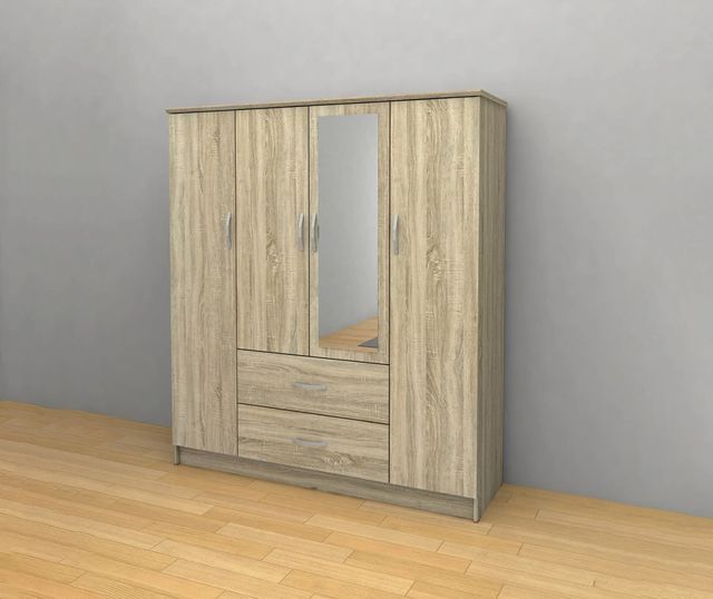 Armario 4 puertas blanco con espejo