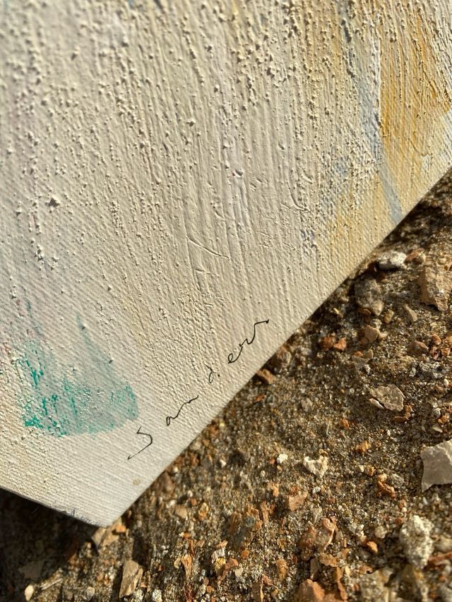 Óleo de margaritas pintado a mano sobre lienzo