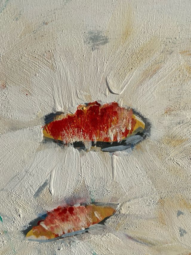 Óleo de margaritas pintado a mano sobre lienzo