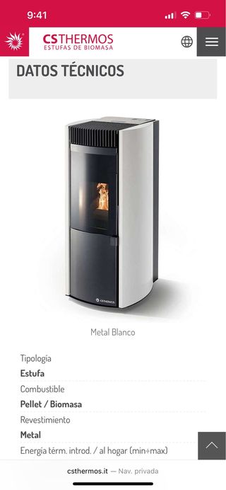 Estufa Pellets Autolimpiable Negra y Blanca