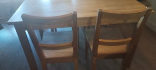Conjunto mesa y sillas madera pino maciza