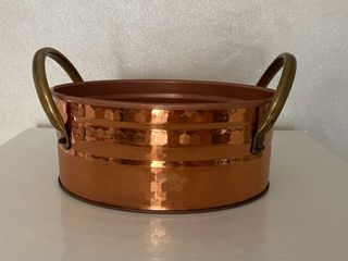 Portavaso ovale rame manici ottone