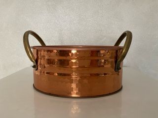 Portavaso ovale rame manici ottone