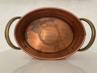 Portavaso ovale rame manici ottone