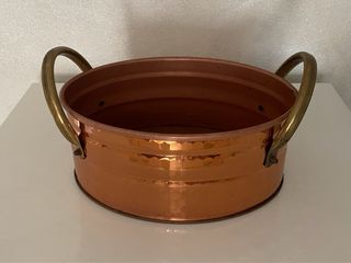 Portavaso ovale rame manici ottone