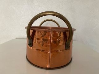 Portavaso ovale rame manici ottone