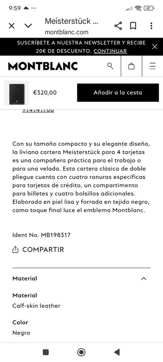 Cartera Montblanc Meisterstuck Negra