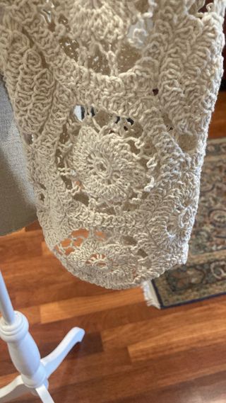 Cardigan uncinetto traforato beige