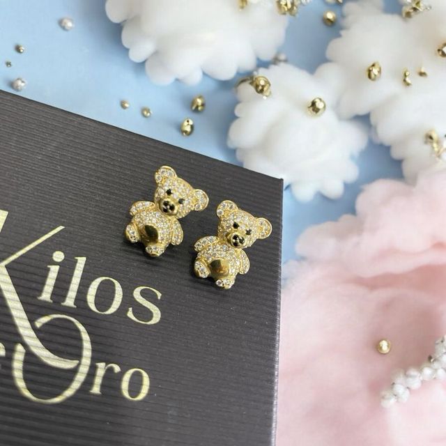 Pendientes ositos blancos de oro de 18k