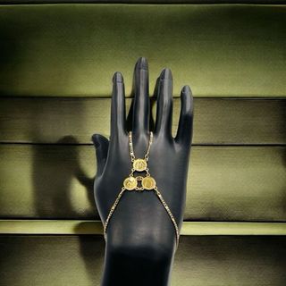 Pulsera manita 3 monedas de oro de 18k