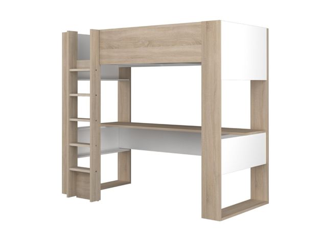 Cama estudio con escritorio y estanterías