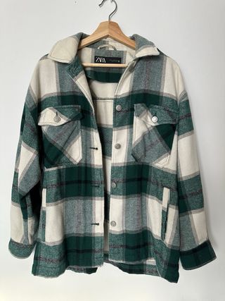 Chaqueta Zara Cuadros Verde y Blanco