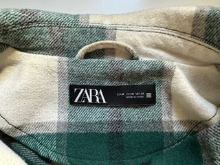 Chaqueta Zara Cuadros Verde y Blanco