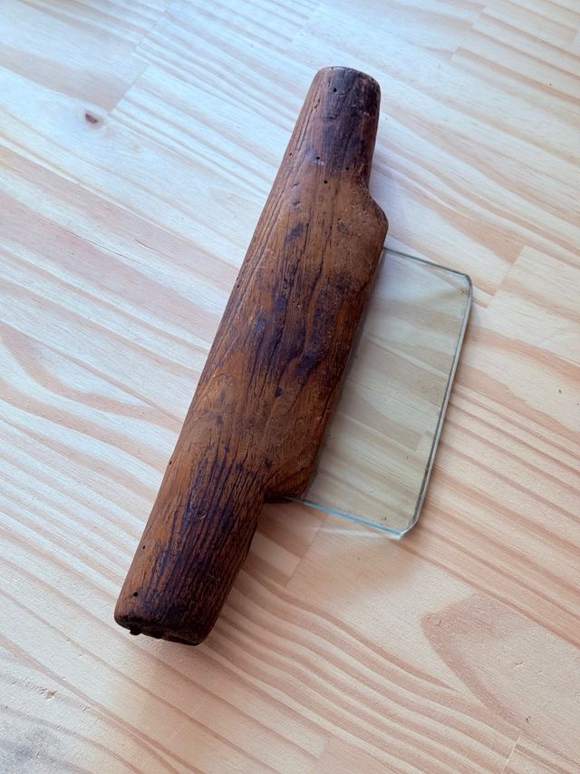 Rasero de madera y cristal Antiguo