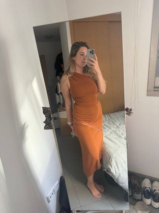 Vestido asimétrico naranja quemado OF @linalk