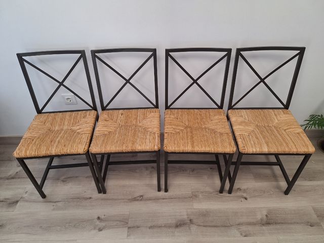 Mesa comedor y 4 sillas Ikea- cristal y forja