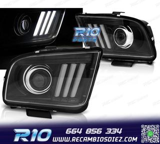 FAROS PARA FORD MUSTANG 04-09 TUBO DE LUZ NEGRO