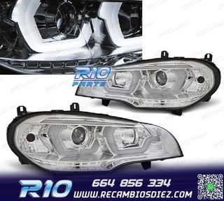FAROS BMW X5 E70 07-13 LED OJOS ANGEL CROMADOS
