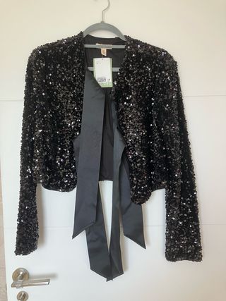 Chaqueta fiesta H&M nueva lentejuelas negra 