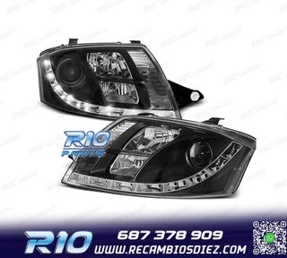 FAROS AUDI TT 98-05 LUZ DIURNA REAL LED FONDO NEGRO