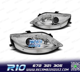 FAROS PARA SEAT IBIZA 6J 08-12 LUZ DIURNA FONDO CROMO