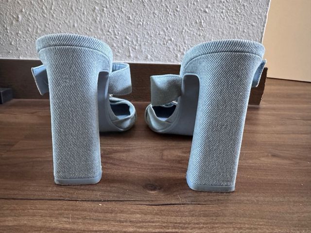 Tacones Denim Mujer Azul con Hebilla