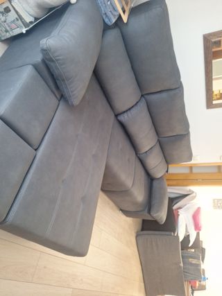 Sofá cheslongue 4 plazas gris