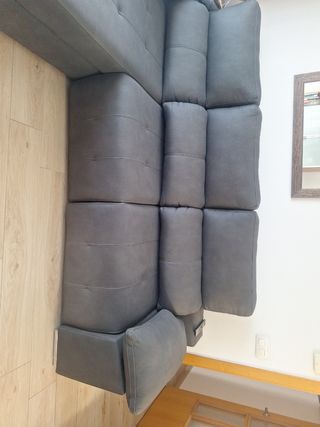 Sofá cheslongue 4 plazas gris