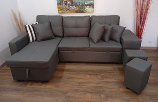 Sofá Cama, Chaiselong Gris, Arcón. ¡EN OFERTA!