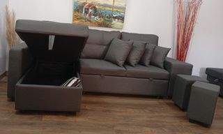 Sofá Cama, Chaiselong Gris, Arcón. ¡EN OFERTA!