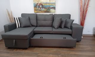 Sofá Cama, Chaiselong Gris, Arcón. ¡EN OFERTA!