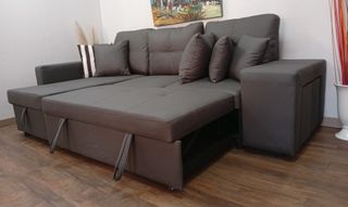 Sofá Cama, Chaiselong Gris, Arcón. ¡EN OFERTA!