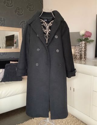 Abrigo Lana Zara Negro Nuevo.