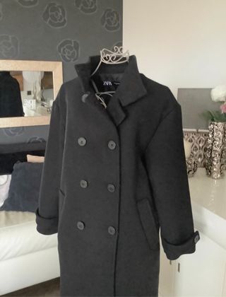 Abrigo Lana Zara Negro Nuevo.
