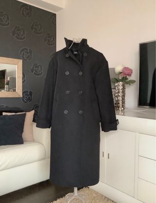 Abrigo Lana Zara Negro Nuevo.