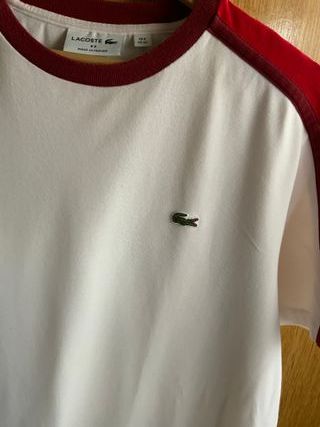 Camiseta Lacoste Blanca y Roja