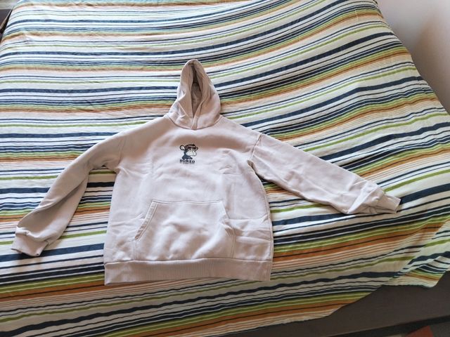 Felpa uomo beige con stampa