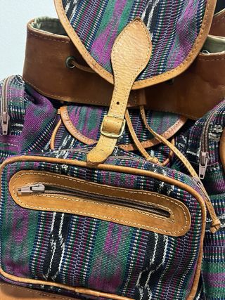 Zaino Vintage Pelle Tessuto Multicolor