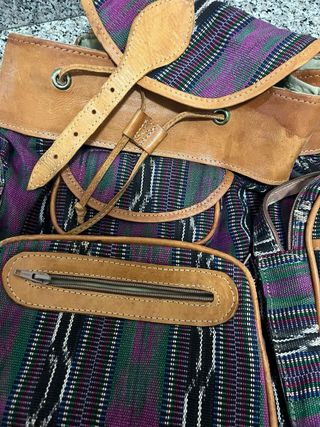Zaino Vintage Pelle Tessuto Multicolor