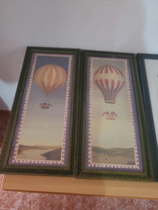 Lote 4 cuadros decorativos globos y tazas