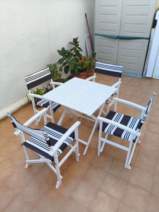 Conjunto Mesa y 4 Sillas Terraza Blancas