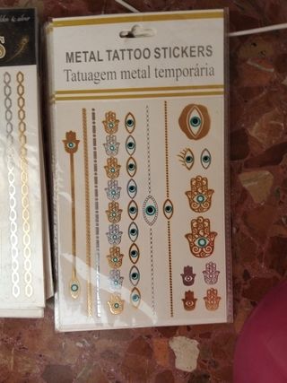 Tatuajes temporales metalizados dorados y plateado