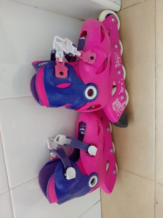 Lote patines y bicicleta infantil rosa