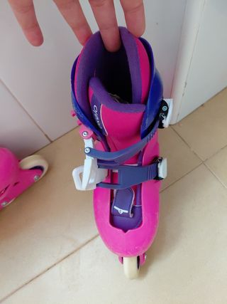 Lote patines y bicicleta infantil rosa