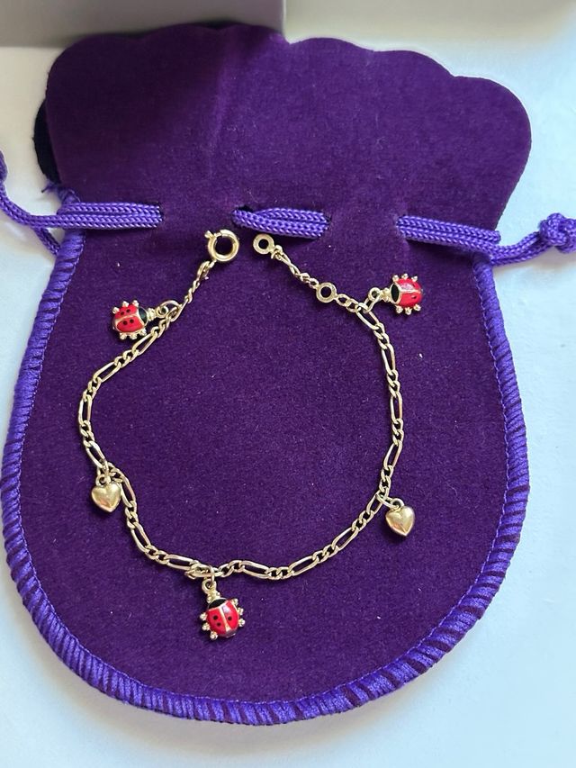 Pulsera Mariquitas y Corazones