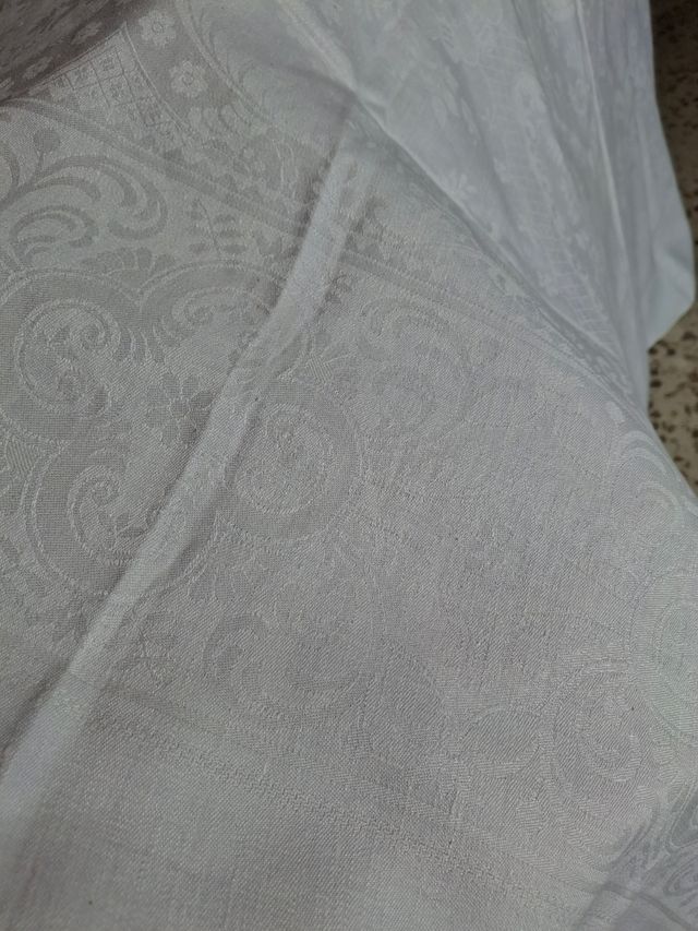 Mantel antiguo adamascado algodón nuevo